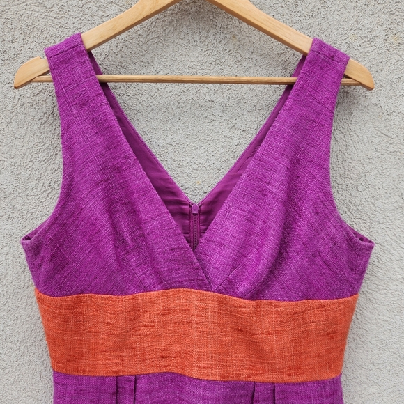 TRINA TURK Women's Dress Size 10 Purple 100% Silk Lined Tweed Glam Party - Picture 3 of 11